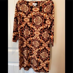 Jude Connolly Dress XL Black Orange Tan Print